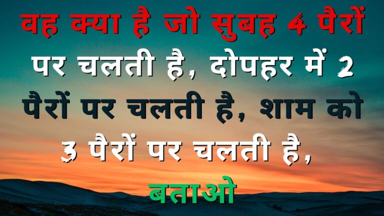 GK QUIZ: वह क्या है जो सुबह 4 पैरों पर चलती है, दोपहर में 2 पैरों पर चलती है, शाम को 3 पैरों पर चलती है, बताओ